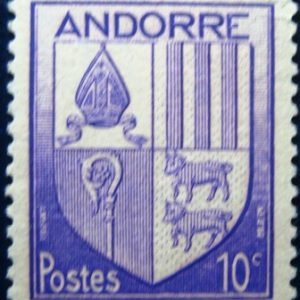 Selo postal de Andorra Francesa de 1944 Coat os Arms 10