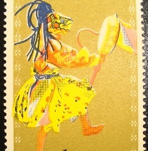 Selo postal do Bhutan de 1964 Dancer of the Tse-Chu-Festival