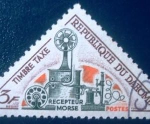 Selo postal de Daomé de 1967 Morse Telegraph