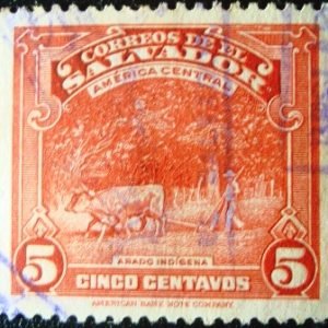 Selo postal de El Salvador de 1938 farmer