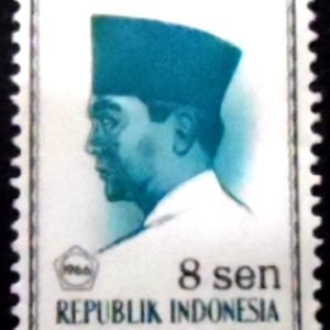 Selo postal da Indonésia de 1966 President Sukarno