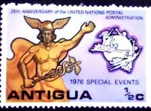 Selo postal de Antigua de 1976 UN postal administration