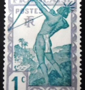 Selo postal da Guiana Francesa de 1929 Native firing arc