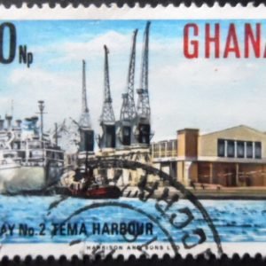 Selo postal de Gana de 1967 Quay Nº2 Tema Harbor