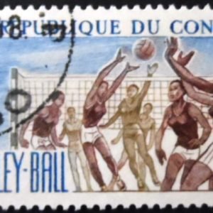 Selo postal da rep. Popular do Congo de 1966 Volleyball