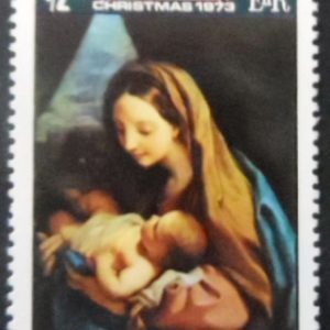 Selo postal de Granada de 1973 Madonna and child by Carlo Maratti M