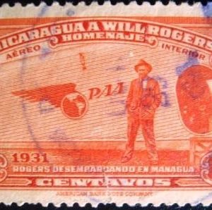 Selo postal da Nicaragua de 1939 Will Rogers