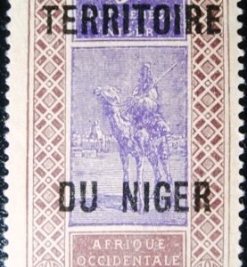 Selo postal do Niger de 1921 Camel and Rider 1c