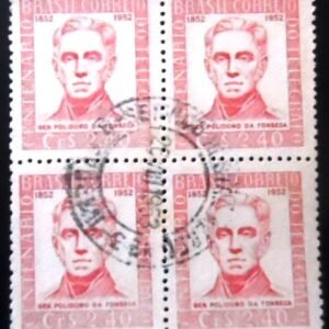 Quadra de selos postais do Brasil de 1952 Polidoro da Fonseca U