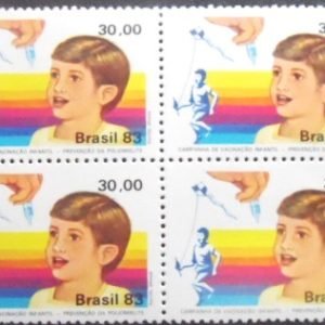 Quadra de selos do Brasil de 1983 Prevenção Poliomielite