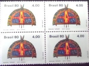 Quadra de selos do Brasil de 1980 Máscara Tapirapé