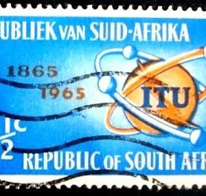 Selo postal da África do Sul de 1965 Centenary ITU