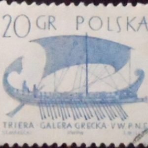 Selo postal da Polônia de 1963 B.C. Greek Trirem