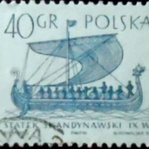 Selo postal da Polonia de 1963 Scandinavian Gokstad