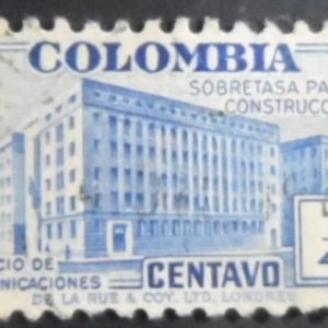 Selo postal da Colômbia de 1940 Ministry of Post and Telegraphs Building