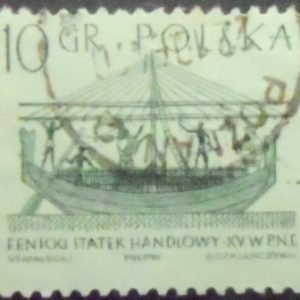 Selo postal da Polônia de 1963 Phoenician Merchant Ship