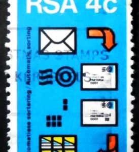 Selo postal da África do Sul de 1975 Automatic mail sorting