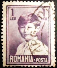 Selo postal da Romênia de 1928 King Michael child 1