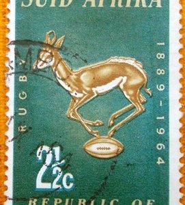 Selo postal da África do Sul de 1964 Springbok