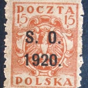 Selo postal comemorativo da Polonia de 1920 - S.O. 1920 overprints 15