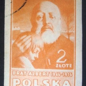 Selo postal efinitivo da Polonia de 1947 Adam Chmielowski