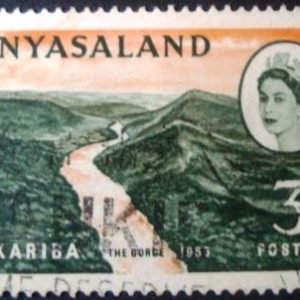 Selo postal comemorativo de Rhodesia e Nyasaland de 1960 Kariba Gorge