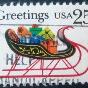 Selo postal dosw Estados Unidos de 1989 Sleigh Full of Presents