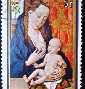 Selo postal do Burundi de 1976 Virgin and child