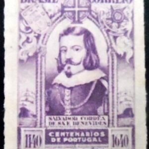 Selo postal do Brasil de 1941 Salvador Benevides N