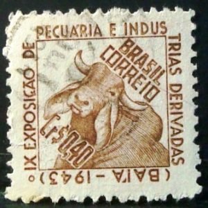 Selo postal de 1943 Exposição Pecuária - C 185 U