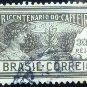 Selo postal do Brasil de 1928 Plantio do Café no Brasil 300