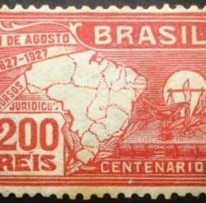 Selo postal de 1927 Cursos Jurídicos 200 rs