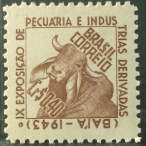 Selo postal de 1943 Exposição Pecuária - C 185 N