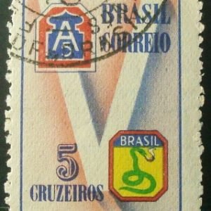 Selo postal do Brasil de 1945 V da Vitória NCC