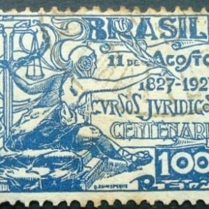 Selo postal de 1927 Cursos jurídicos 100rs - C 19 U