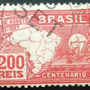 Selo postal de 1927 Cursos Jurídicos 200rs - C 20 U