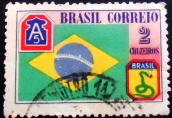 Imagem similar à do selo postal do Brasil de 1945 Bandeira Brasileira U