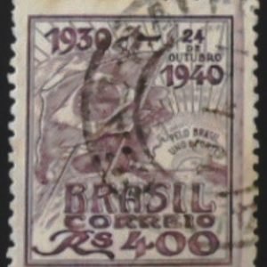 Selo postal comemorativo do Brasil de 1940 - C 157 U