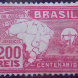 Selo postal de 1927 Cursos Jurídicos 200 Variedade A