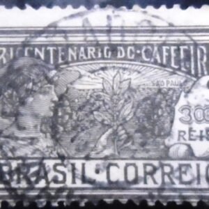 Selo postal do Brasil de 1928 Plantio Café 300 U - variedade A