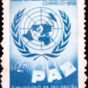 Selo postal do Brasil de 1958 Direitos do Homem N