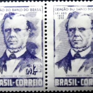 Par de selos postais do Brasil de 1953 Visconde de Itaborahy M PR
