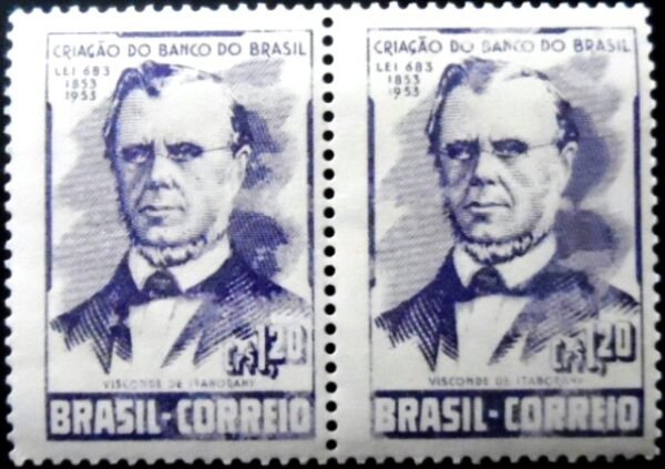 Par de selos postais do Brasil de 1953 Visconde de Itaborahy M PR