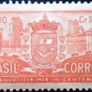 Selo postal do Brasil de 1954 4º Centenário São Paulo 5.80 tintado