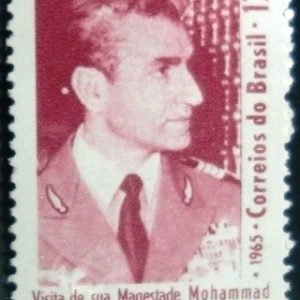 Selo postal do Brasil de 1965 Reza Pahlevi