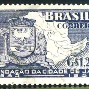 Selo postal do Brasil de 1953 Jaú