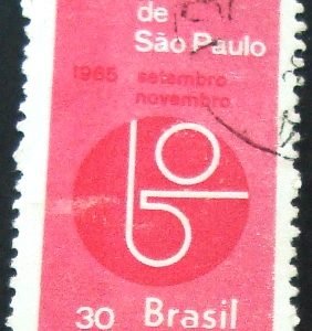 Selo postal do Brasil de 1965 VII Bienal SP U