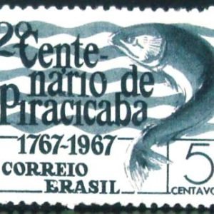 Selo postal do Brasil de 1967 Rio de Piracicaba