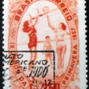 Selo postal do Brasil de 1957 IX jogos da Primavera
