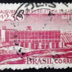 Selo postal do Brasil de 1958 Usina Salto Grande